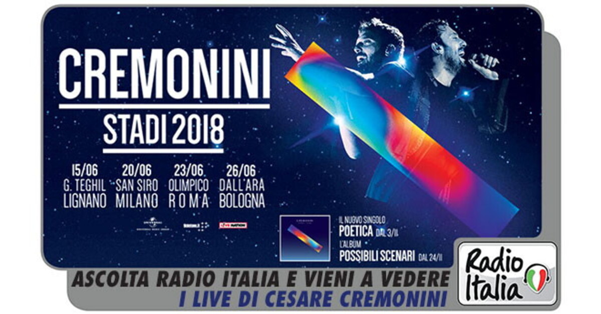 Biglietti Cesare Cremonini Bari Stadio Della Vittoria 26 Giugno