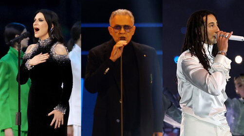 Magia a San Siro: Laura Pausini canta l'Inno, Bocelli emoziona, Ghali legge Rodari